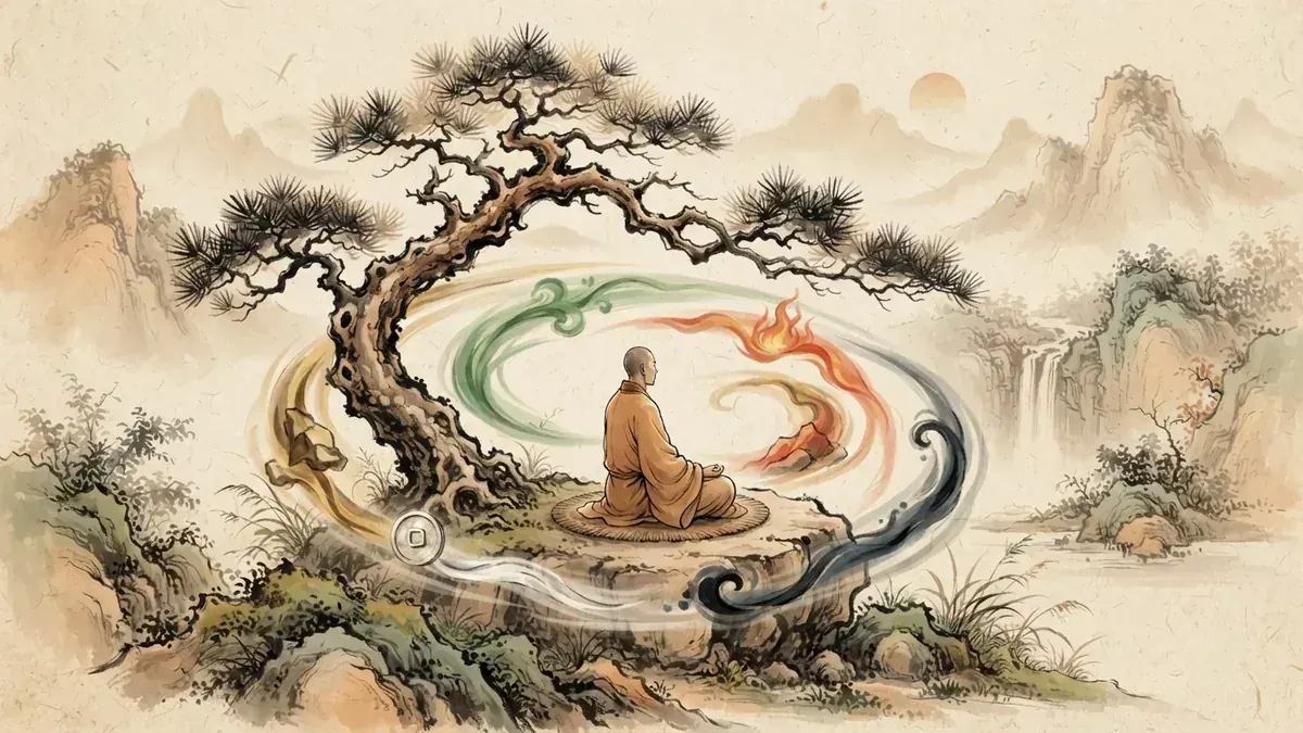 八字日主五行平衡插画
