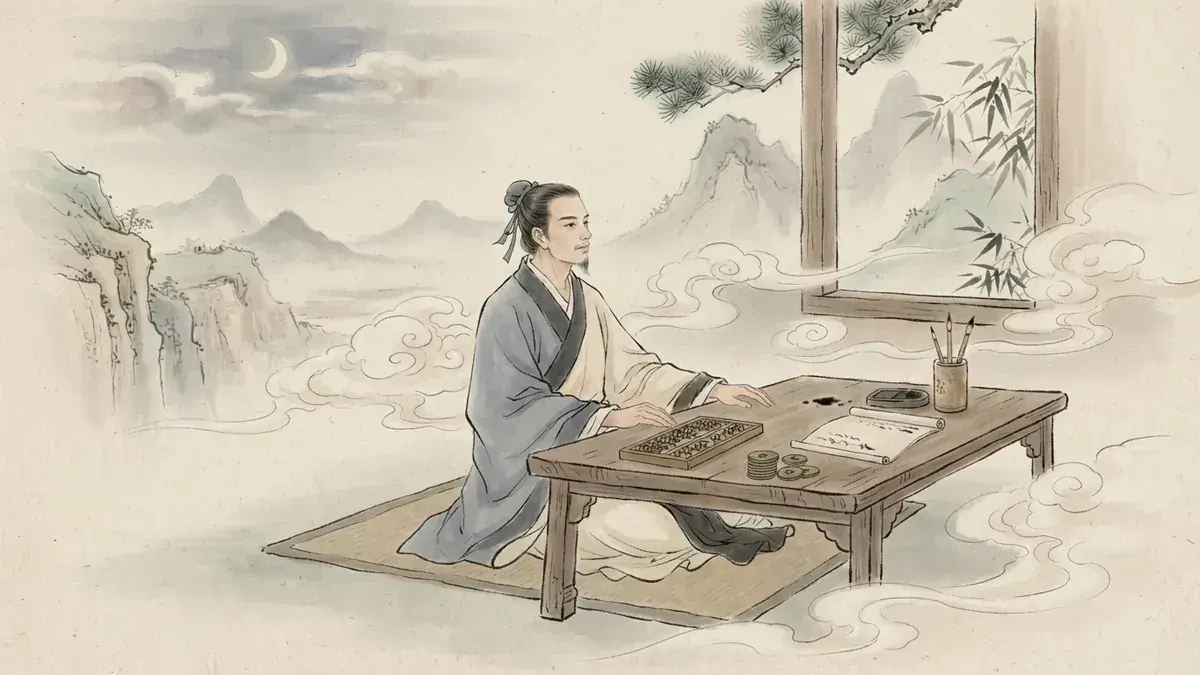 正财象征稳定收入与踏实财富的中国风插画