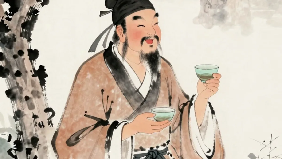 食神福气享受才华的中国风水墨插画